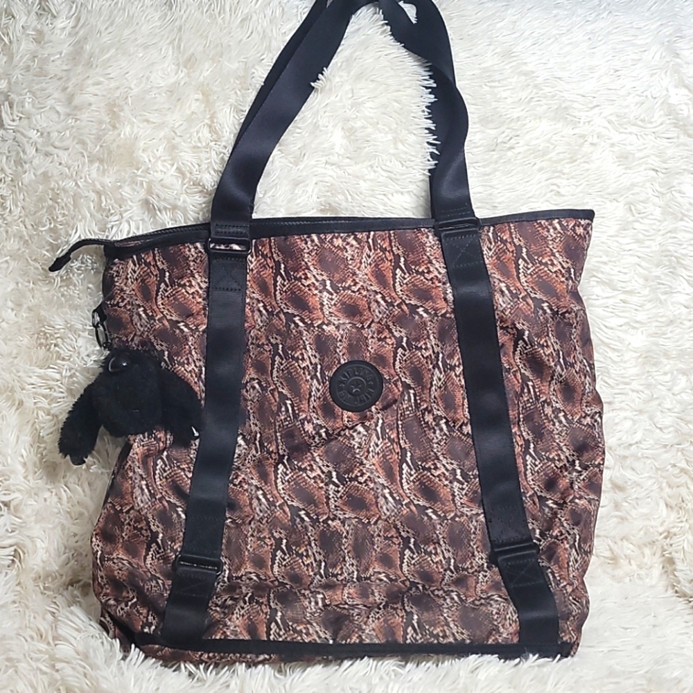 Kipling Rustria shopping bag purse python pattern
